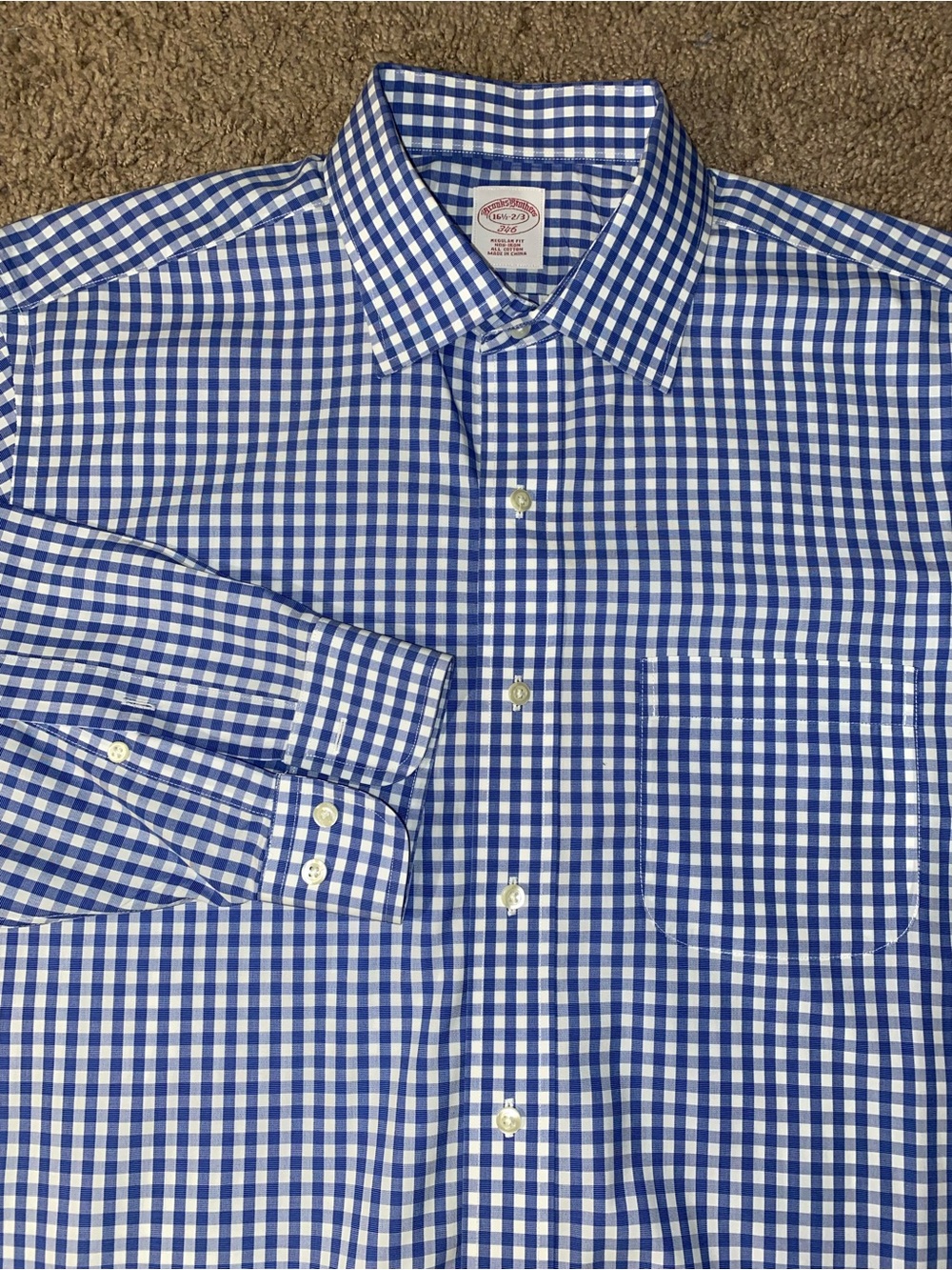 Brooks Brothers 346 All Cotton Mens Size 16.5 XL Beach Blue Button Up Down Shirt